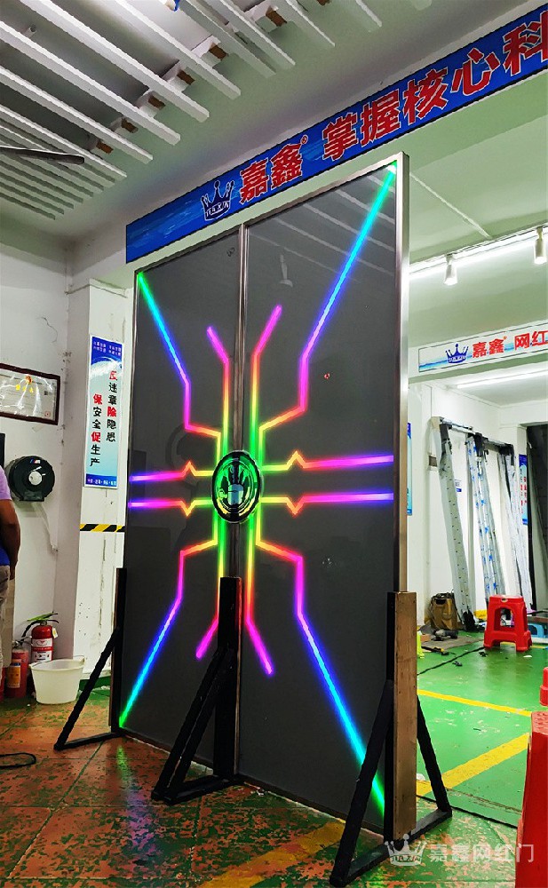 手掌感应科技门 炫酷自动发光门